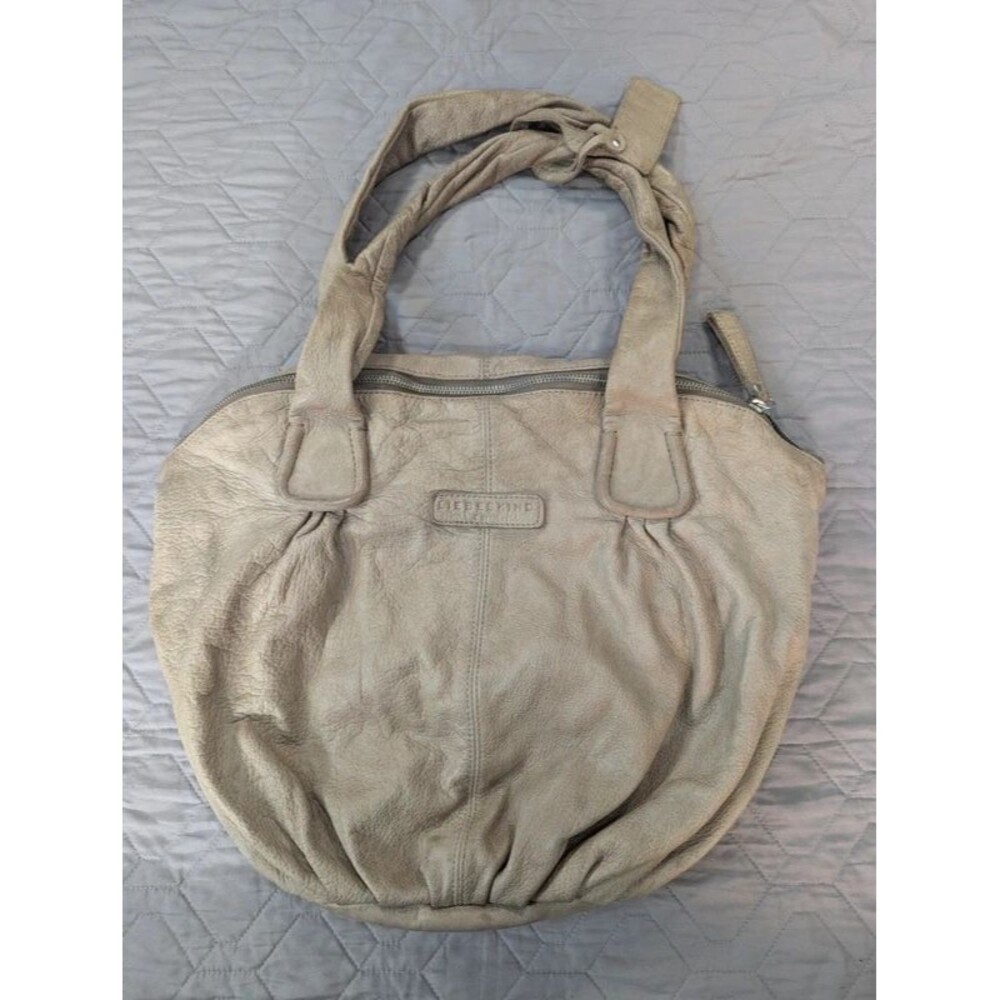 Liebeskind Berlin Soft Leather Hobo Bag Slouchy Shoulder Purse Beige Taupe